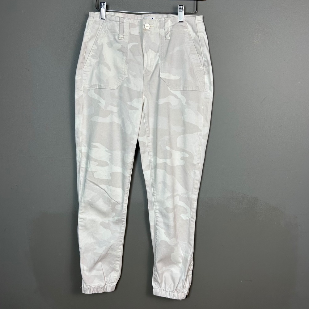 PAIGE Mayslie Jogger Pants Womens 26 White Grey Camo Utility Ankle Zip